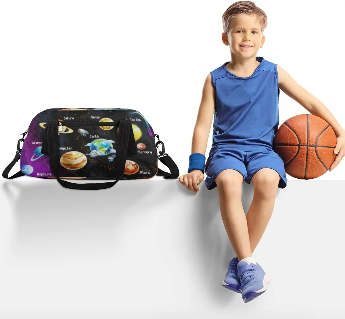 Planets Solar System Kids Duffel Bag for Girls Boys Teens, Planets Oil Painting Dance Bag Overnight Small Duffel Bag Carry On Weekend Sports Gym Travel Bag for School Practice Gymnastics Ballet