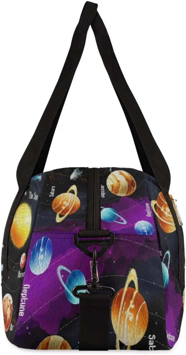 Planets Solar System Kids Duffel Bag for Girls Boys Teens, Planets Oil Painting Dance Bag Overnight Small Duffel Bag Carry On Weekend Sports Gym Travel Bag for School Practice Gymnastics Ballet