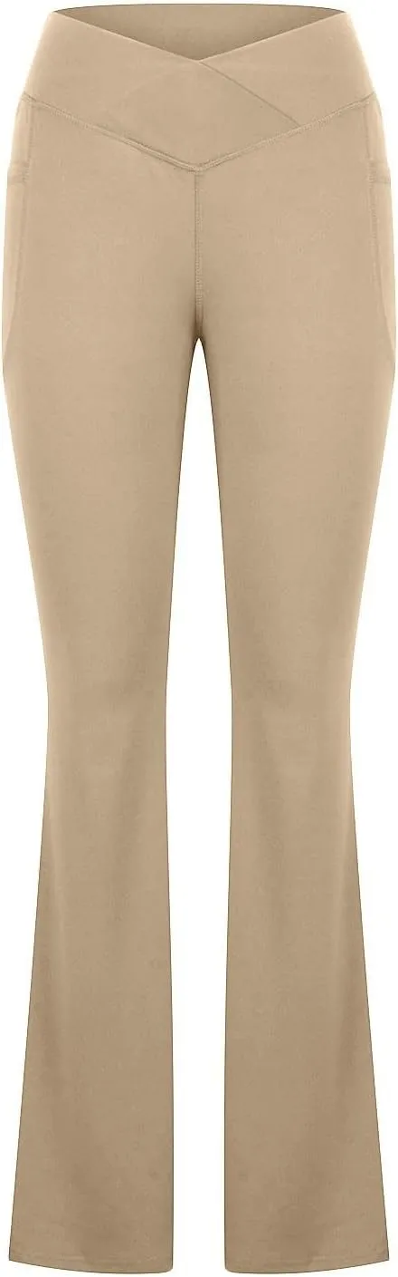 Plus Size Womens Yoga Pants Flare Leg Elastic High Waist Stretch Bootcuts Seamless Workout Bell Bottoms Leggings