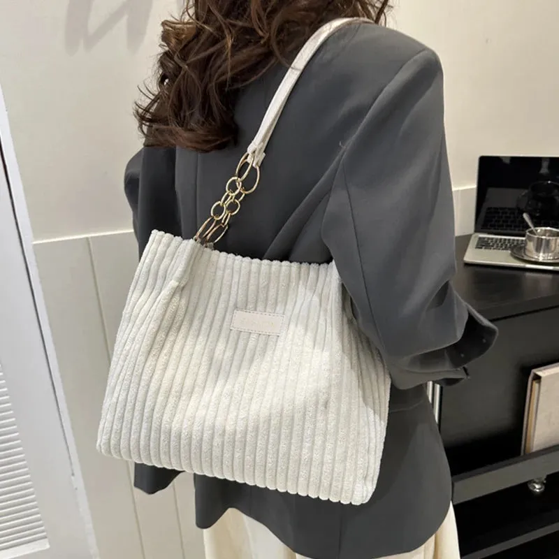 Plush Corduroy Handbag Trendy Shoulder Bag