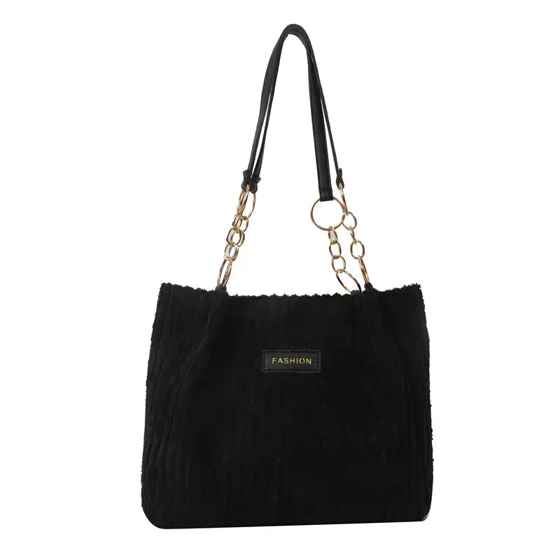 Plush Corduroy Handbag Trendy Shoulder Bag