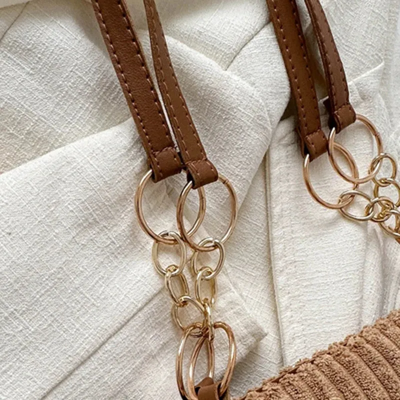 Plush Corduroy Handbag Trendy Shoulder Bag