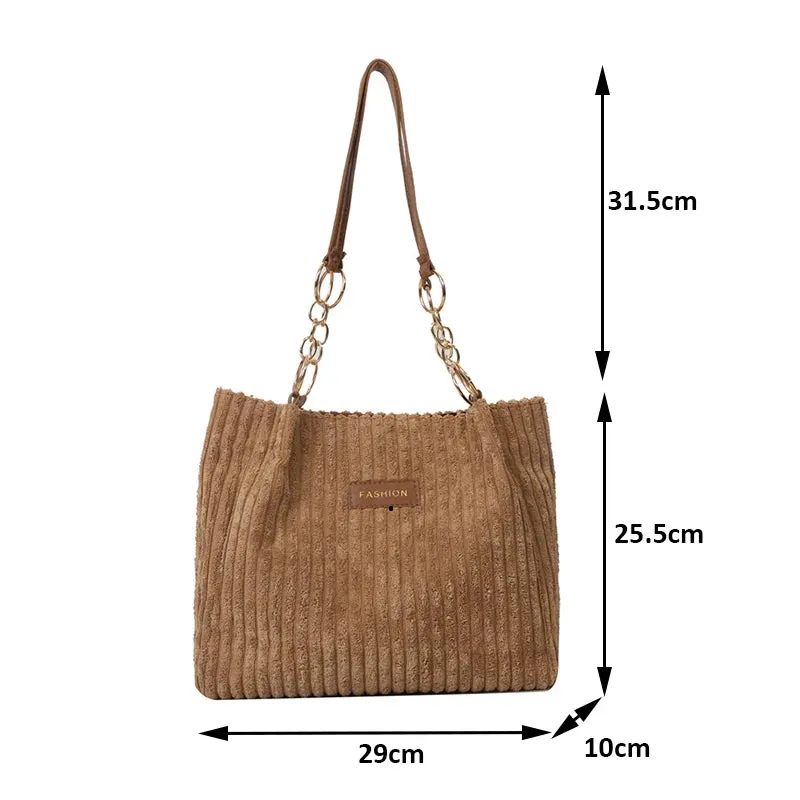 Plush Corduroy Handbag Trendy Shoulder Bag