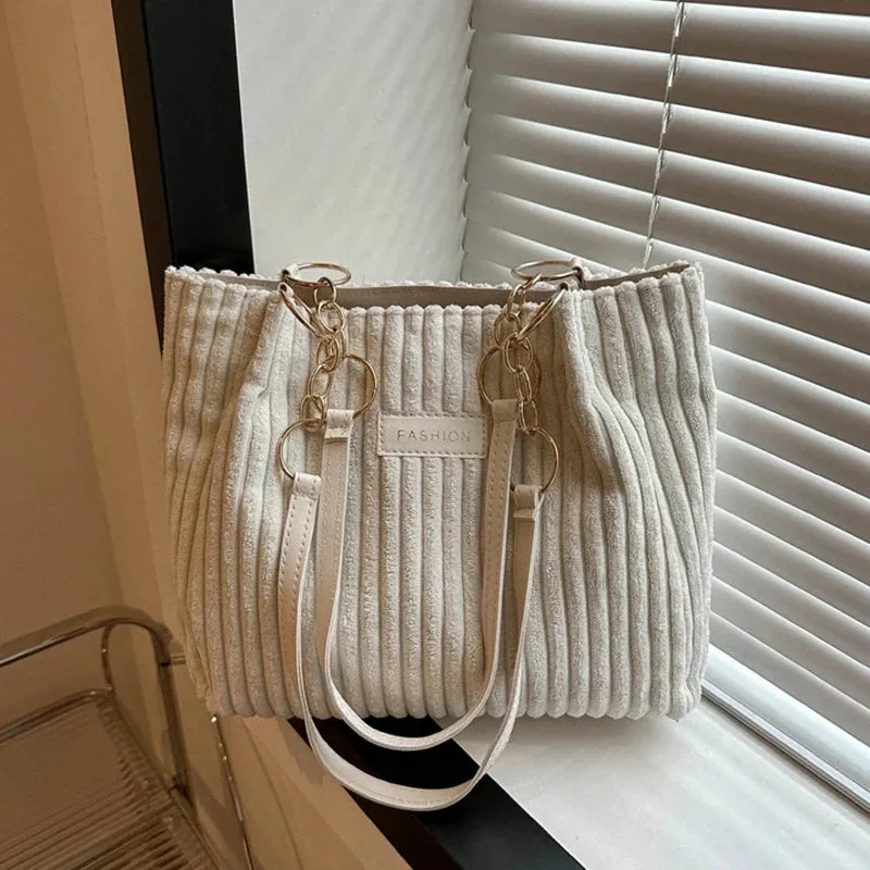 Plush Corduroy Handbag Trendy Shoulder Bag