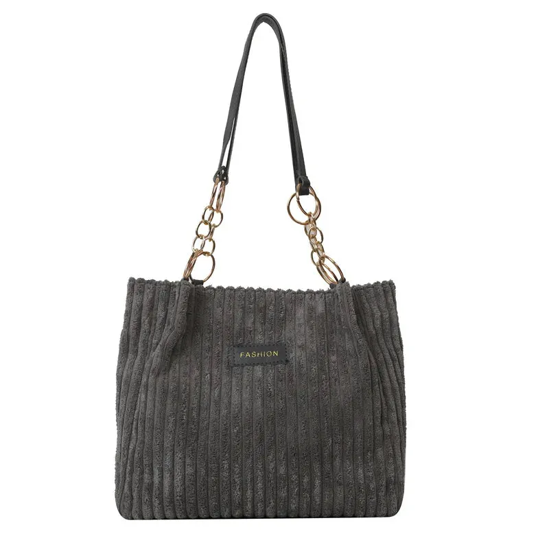 Plush Corduroy Handbag Trendy Shoulder Bag