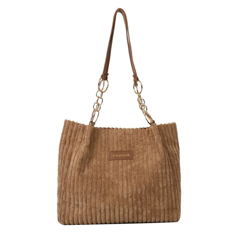 Plush Corduroy Handbag Trendy Shoulder Bag