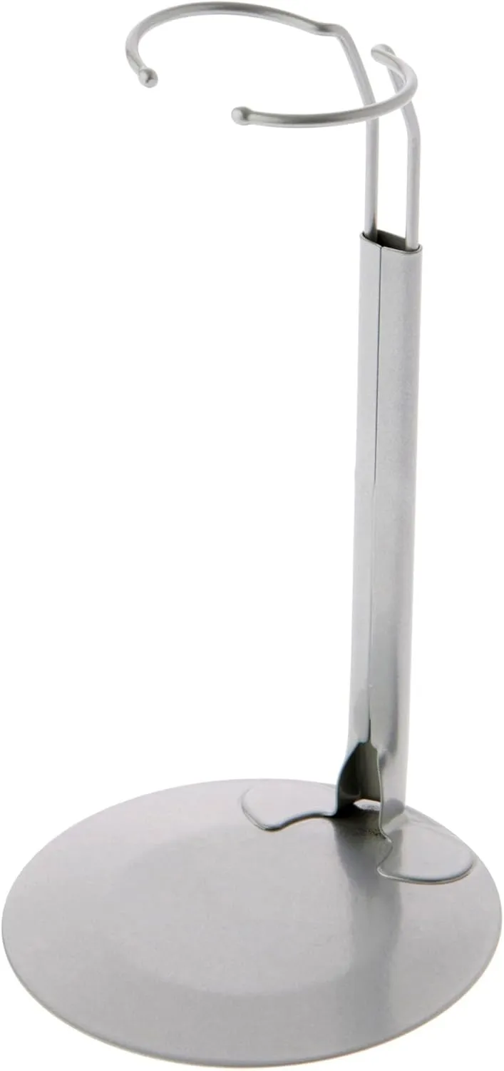 Plymor DSP-70S Silver Adjustable Doll Stand, fits 12, 13, 14, 15, 16, and 17 inch Dolls or Action Figures, Waist is 2.25" - 2.75" Wide, 6" - 8" Around, Pack of 6