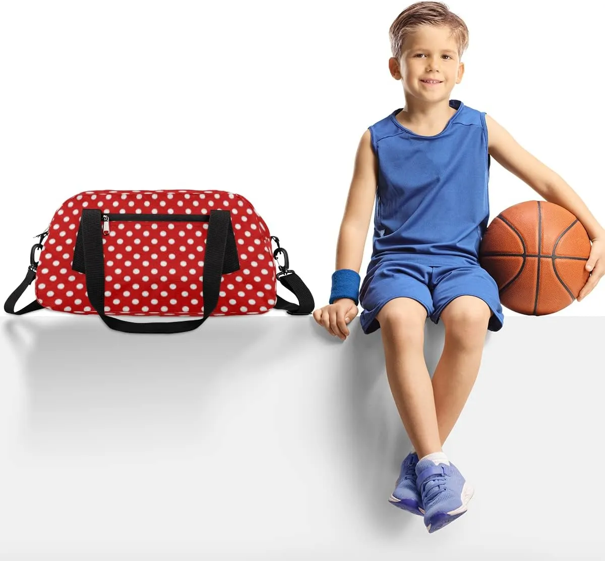 Polka Dot Red Kids Duffel Bag for Girls Boys Teens, Dot Oil Painting Dance Bag Overnight Small Duffel Bag Carry On Weekend Sports Gym Travel Bag for School Practice Gymnastics Ballet