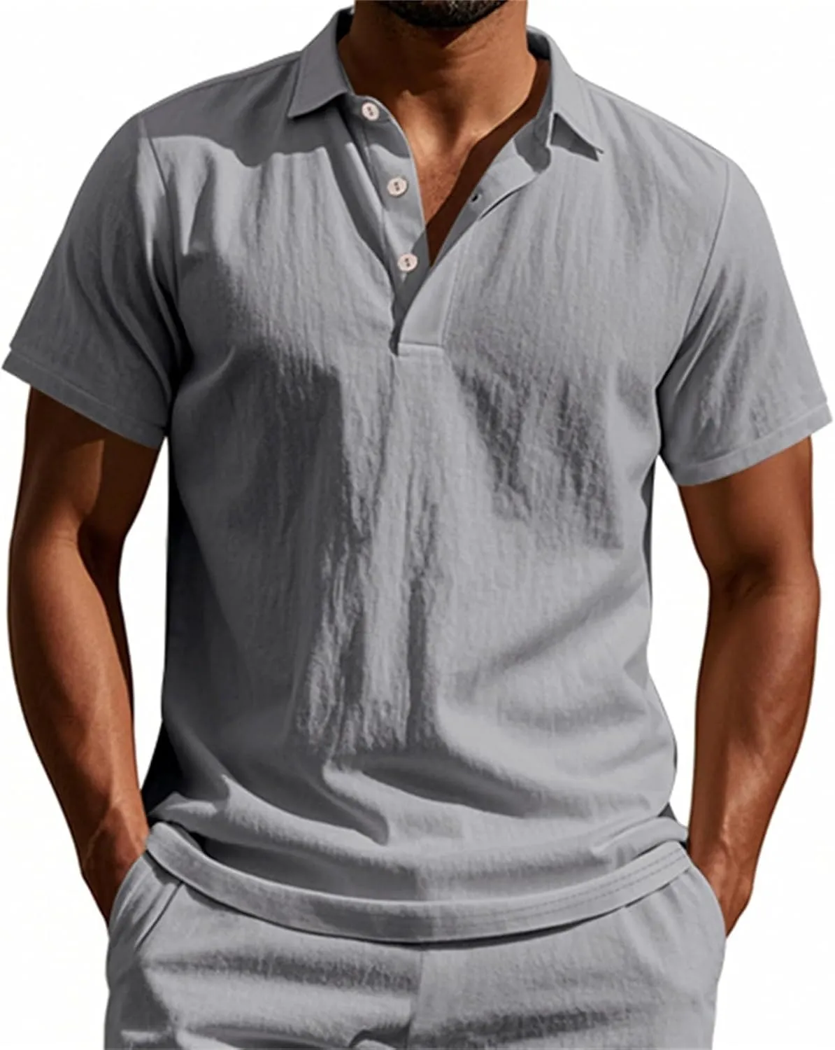 Polo T Shirts for Men Casual Henley Shirt Short Sleeve Lapel Collar Summer Beach Holiday Vacation T Shirt with Button