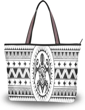 Polynesian Aboriginal Fashion Shoulder Bags Tote Bags Handbags For Women, L