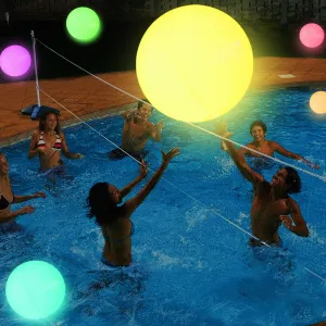 Pool Toys - 16" Light Up Beach Ball, 1 Pack Glow in The Dark Balls with 8 LED Modes, Pool Games for Adults, Teens and Kids, LED Ball for Outdoor or Indoor Activities