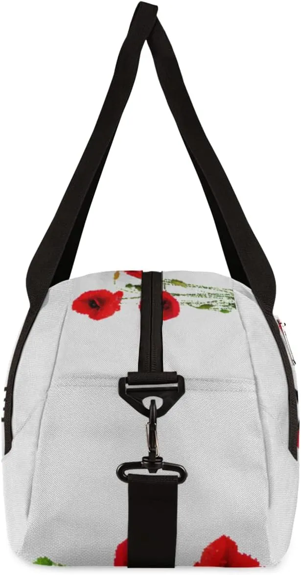 Poppy Flower Personalized Kids Duffel Bag for Girls Boys, Flower Debris Custom Name Dance Bag Overnight Small Duffel Bag Carry On Weekend Sports Travel Bag for School Practice Gymnastics Ballet