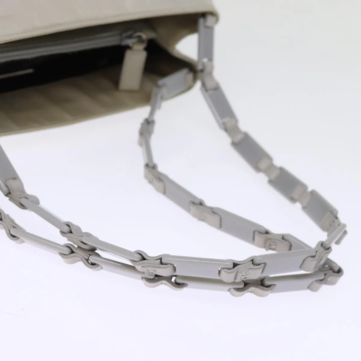 PRADA Chain Shoulder Bag Nylon Gray 74973
