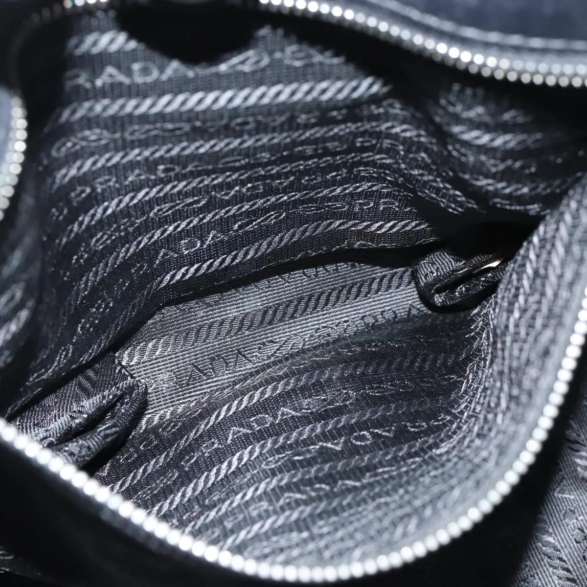PRADA Shoulder Bag Canvas Leather Black 74887