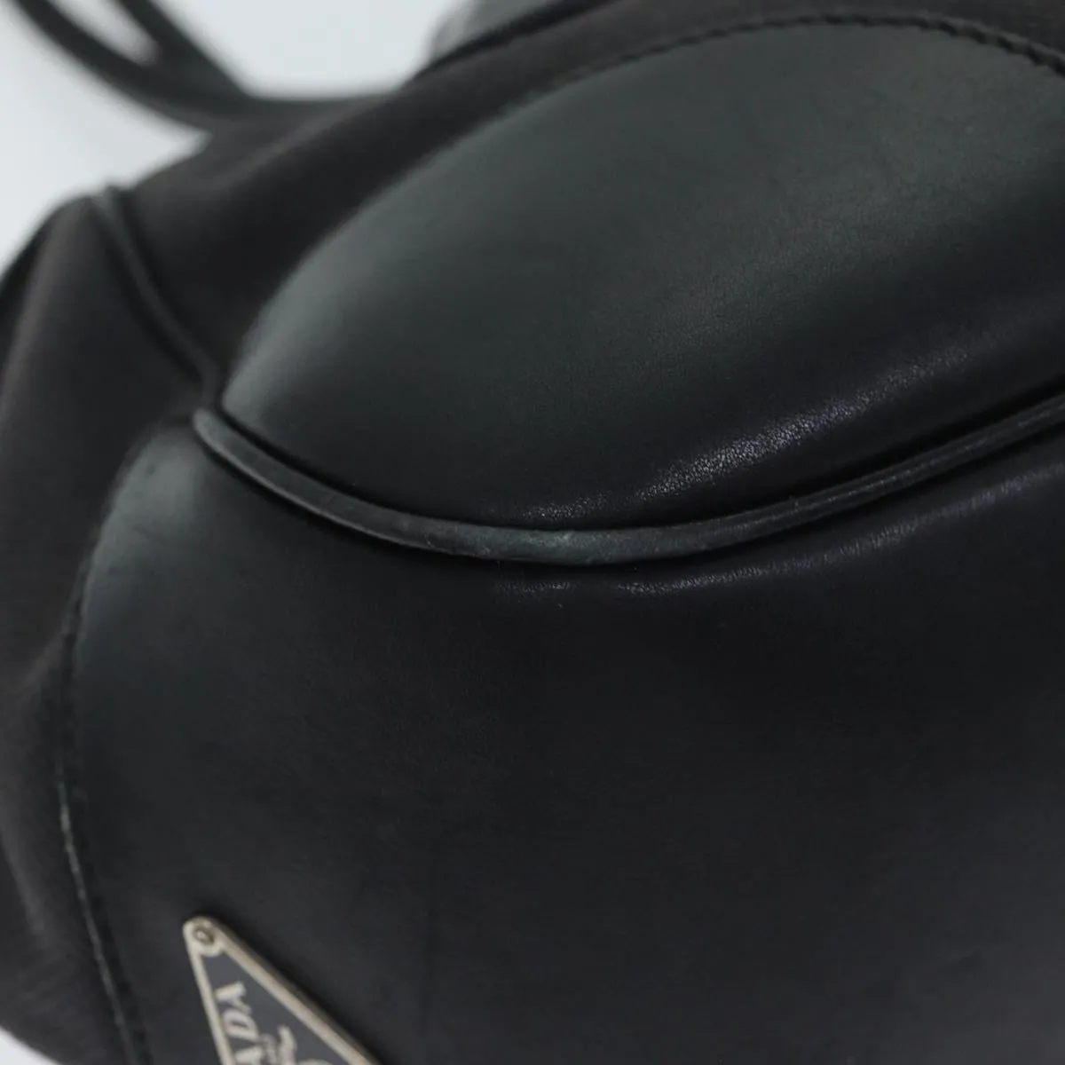 PRADA Shoulder Bag Canvas Leather Black 74887