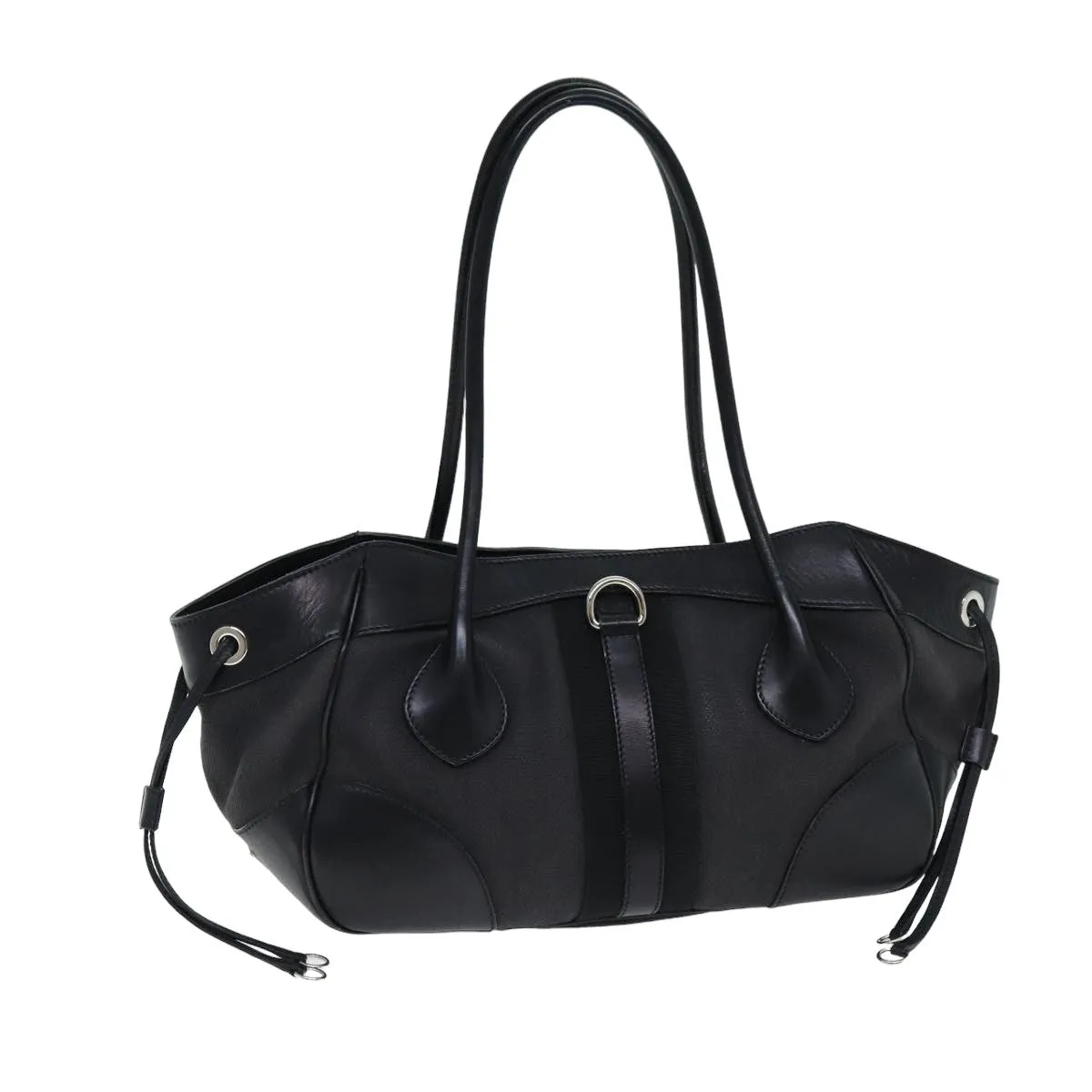 PRADA Shoulder Bag Canvas Leather Black 74887