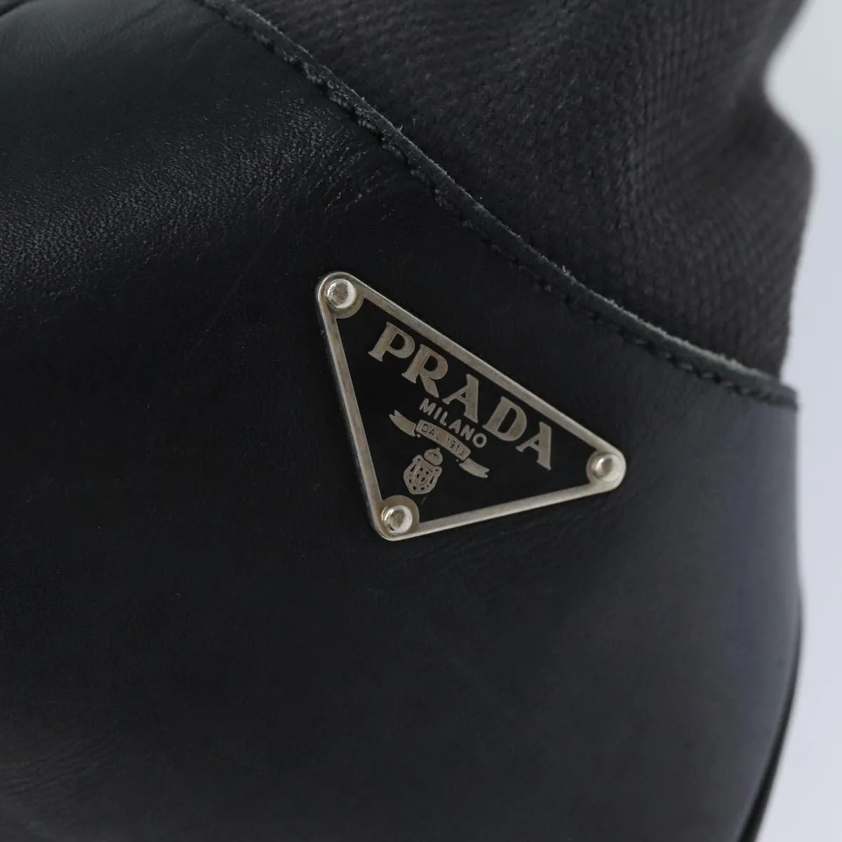 PRADA Shoulder Bag Canvas Leather Black 74887