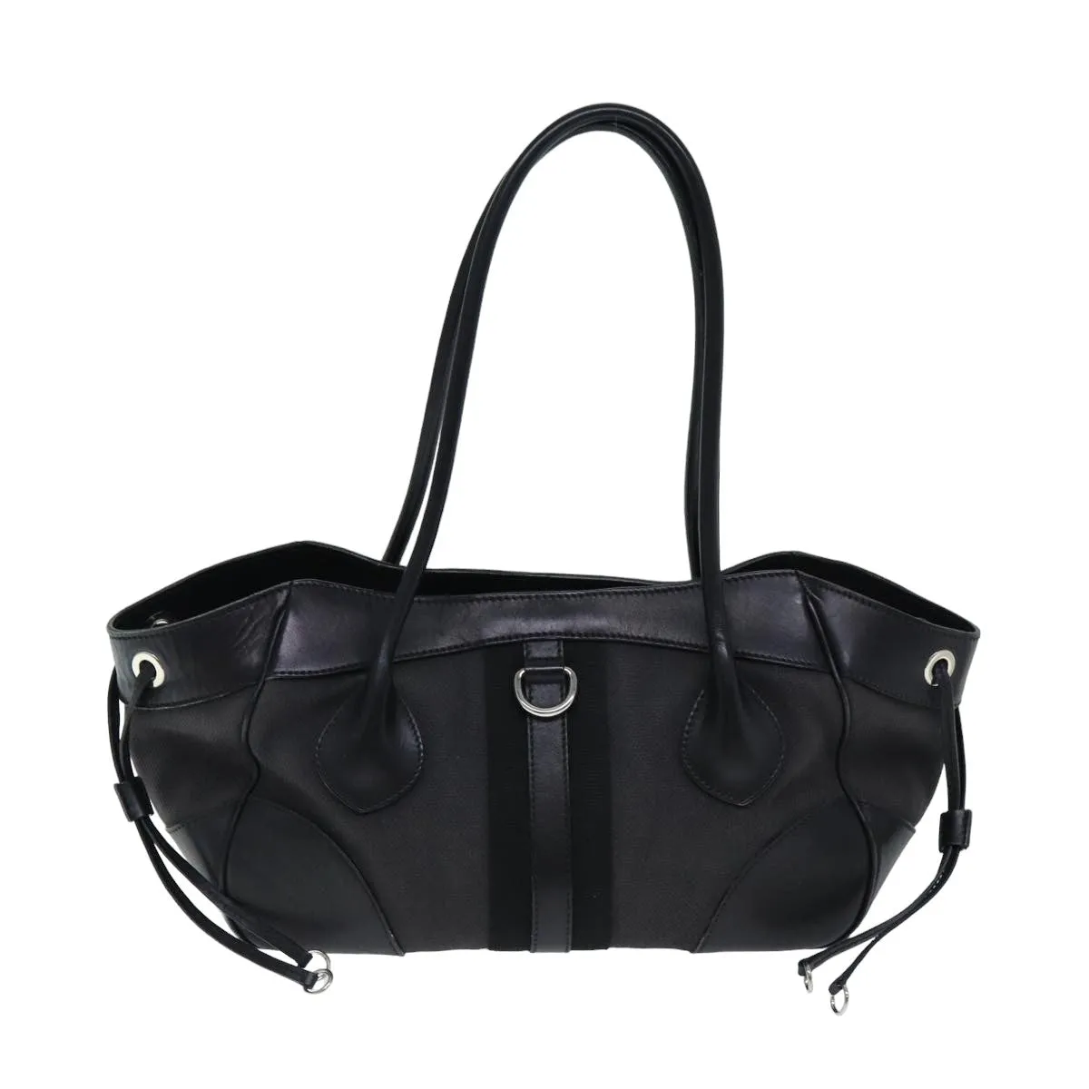 PRADA Shoulder Bag Canvas Leather Black 74887
