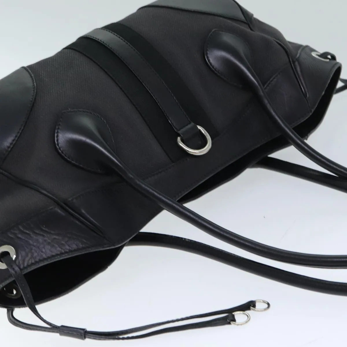 PRADA Shoulder Bag Canvas Leather Black 74887