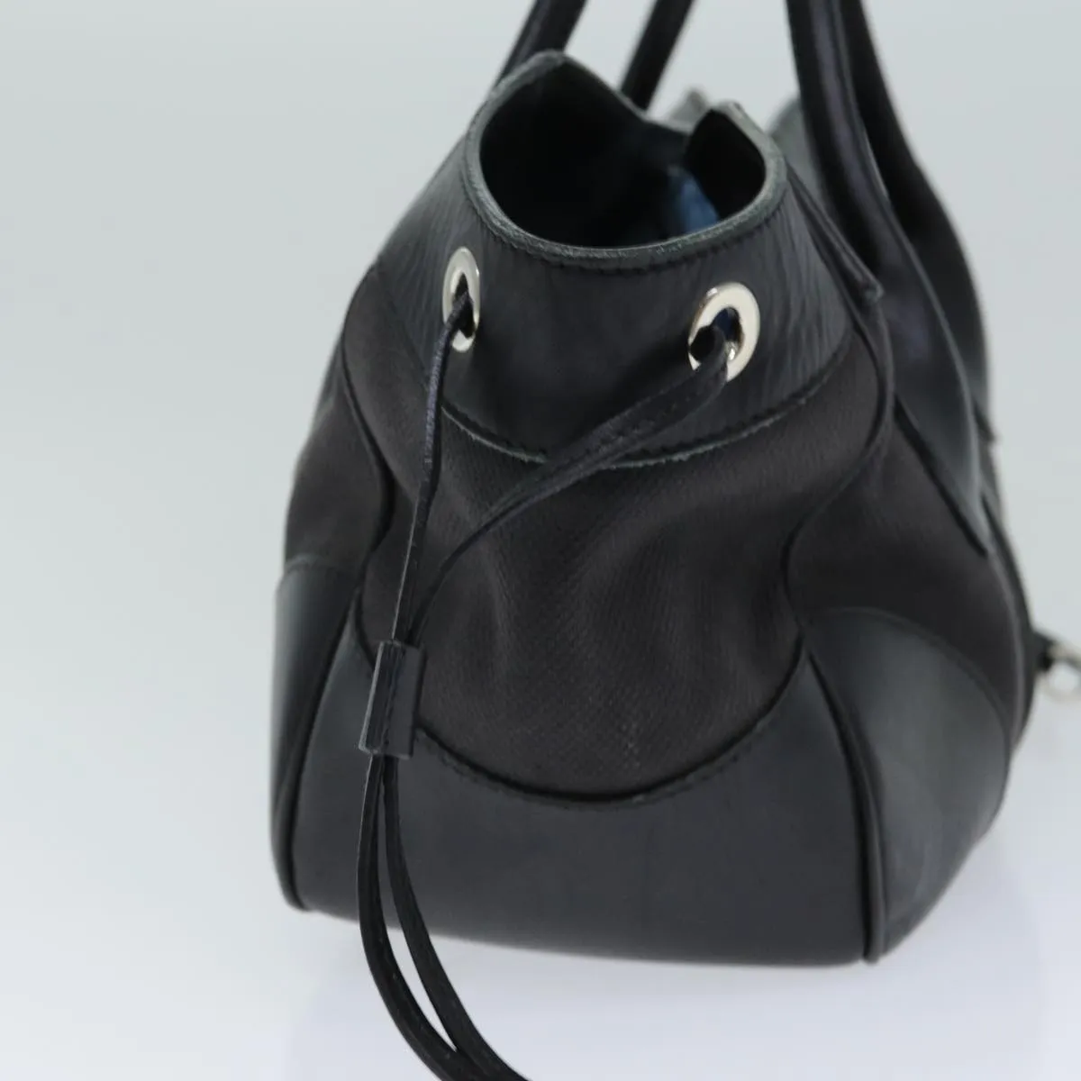 PRADA Shoulder Bag Canvas Leather Black 74887