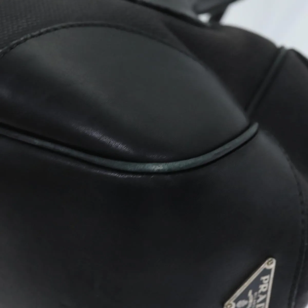 PRADA Shoulder Bag Canvas Leather Black 74887
