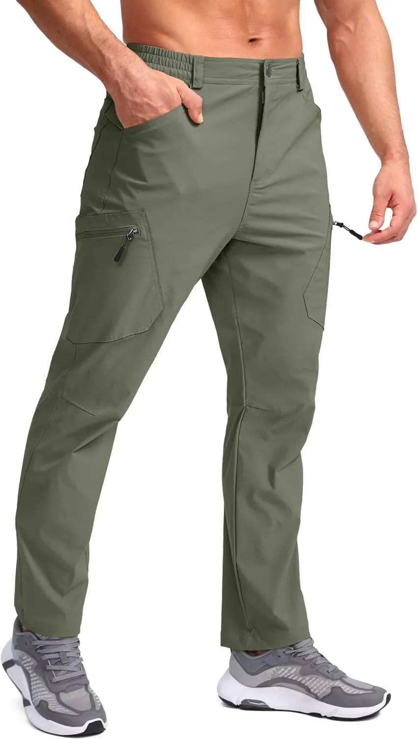 Pudolla Men's Lightweight Hiking Pants with 7 Pockets Quick Dry Water Resistant Fishing Travel Pants