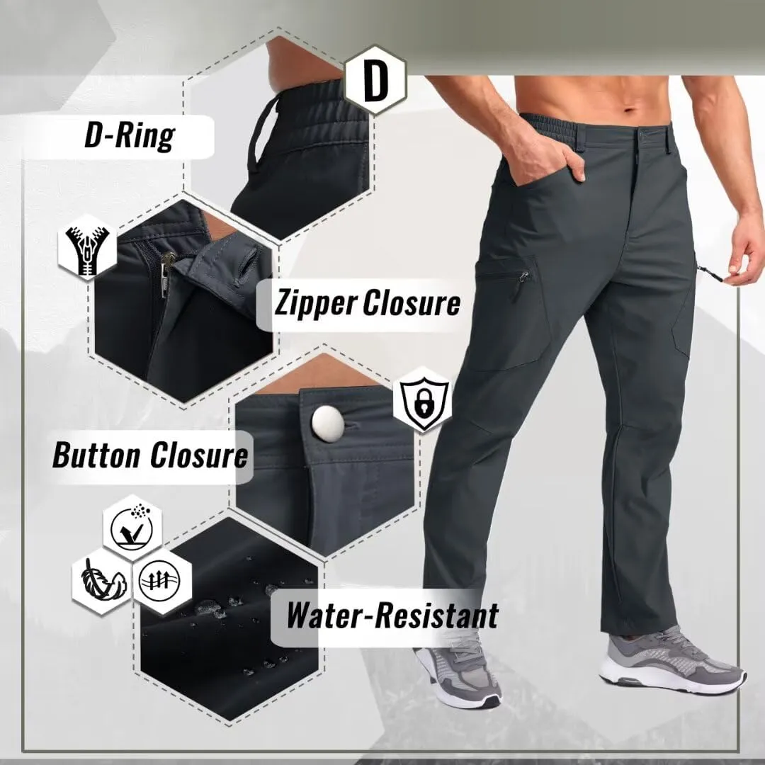 Pudolla Men's Lightweight Hiking Pants with 7 Pockets Quick Dry Water Resistant Fishing Travel Pants