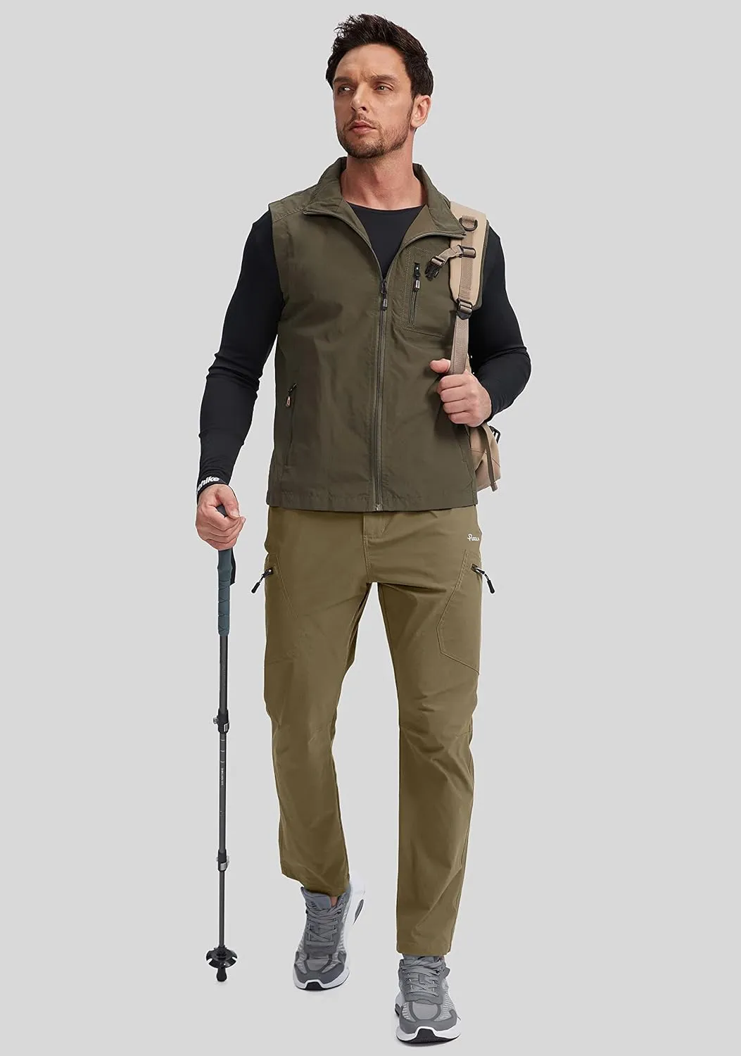 Pudolla Men's Lightweight Hiking Pants with 7 Pockets Quick Dry Water Resistant Fishing Travel Pants
