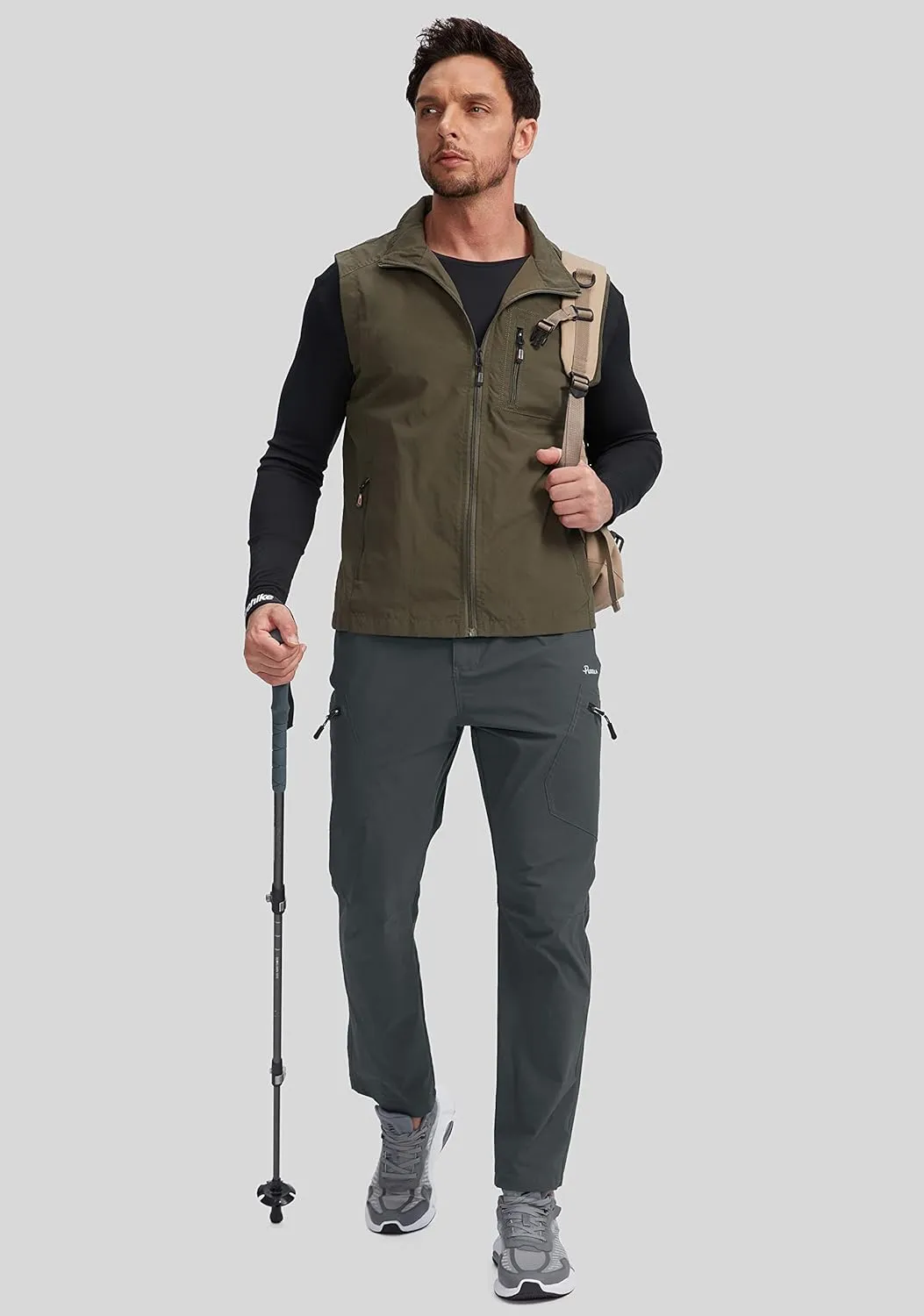 Pudolla Men's Lightweight Hiking Pants with 7 Pockets Quick Dry Water Resistant Fishing Travel Pants
