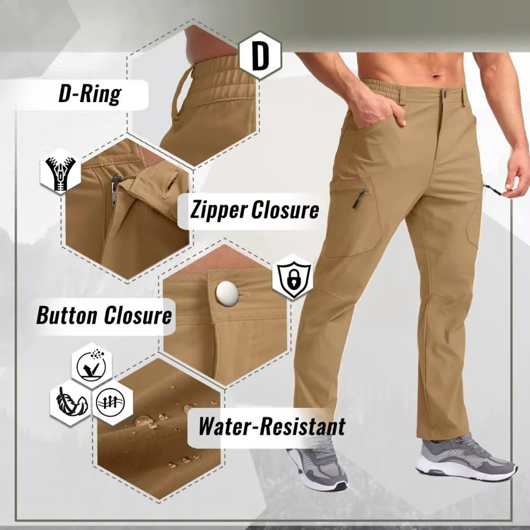 Pudolla Men's Lightweight Hiking Pants with 7 Pockets Quick Dry Water Resistant Fishing Travel Pants