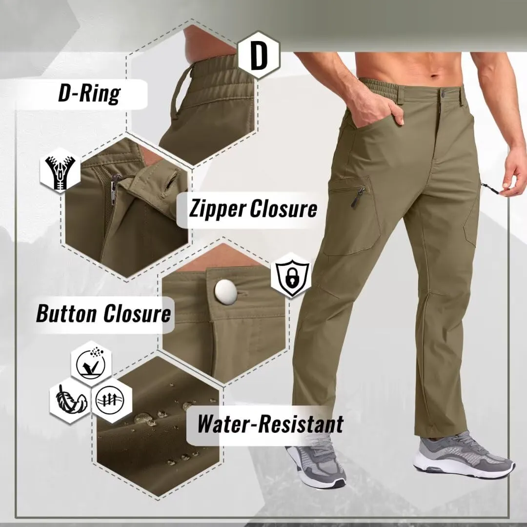 Pudolla Men's Lightweight Hiking Pants with 7 Pockets Quick Dry Water Resistant Fishing Travel Pants
