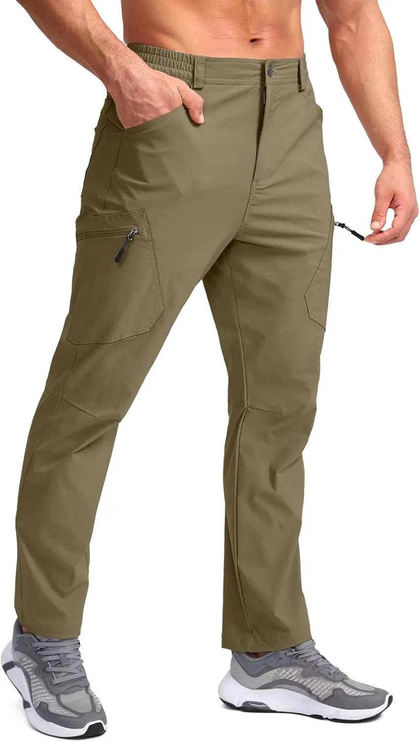 Pudolla Men's Lightweight Hiking Pants with 7 Pockets Quick Dry Water Resistant Fishing Travel Pants