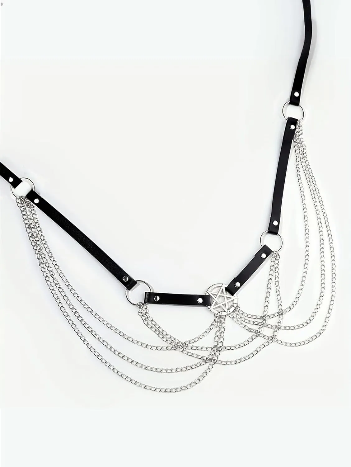 Punk Belt Waist Harness Vest Body Chain Goth Women’s Body Belt Goth Costume Accessories Pu Leather Chain Adjustable Body Jewelry for Women Party Gifts Ladies