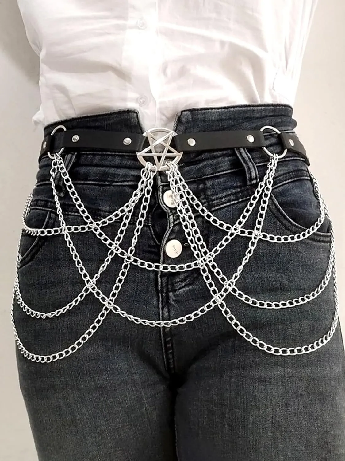 Punk Belt Waist Harness Vest Body Chain Goth Women’s Body Belt Goth Costume Accessories Pu Leather Chain Adjustable Body Jewelry for Women Party Gifts Ladies