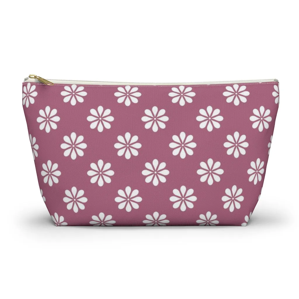 Purple Floral Accessory Pouch w T-bottom