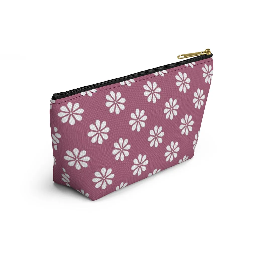Purple Floral Accessory Pouch w T-bottom