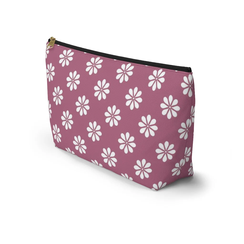 Purple Floral Accessory Pouch w T-bottom