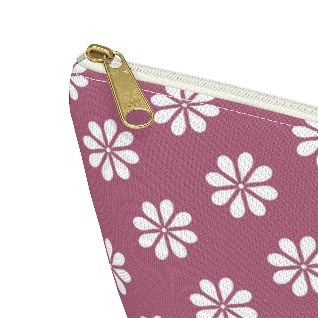 Purple Floral Accessory Pouch w T-bottom