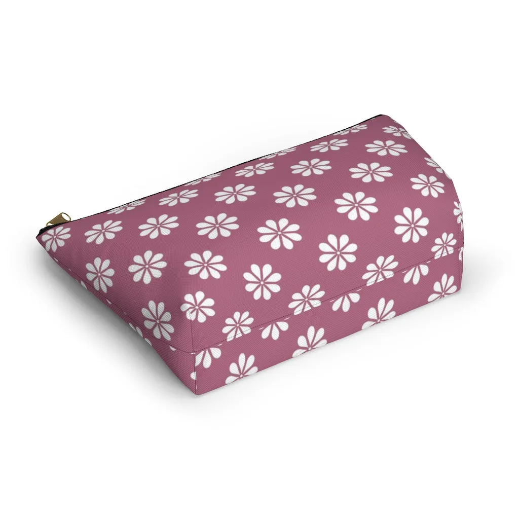 Purple Floral Accessory Pouch w T-bottom