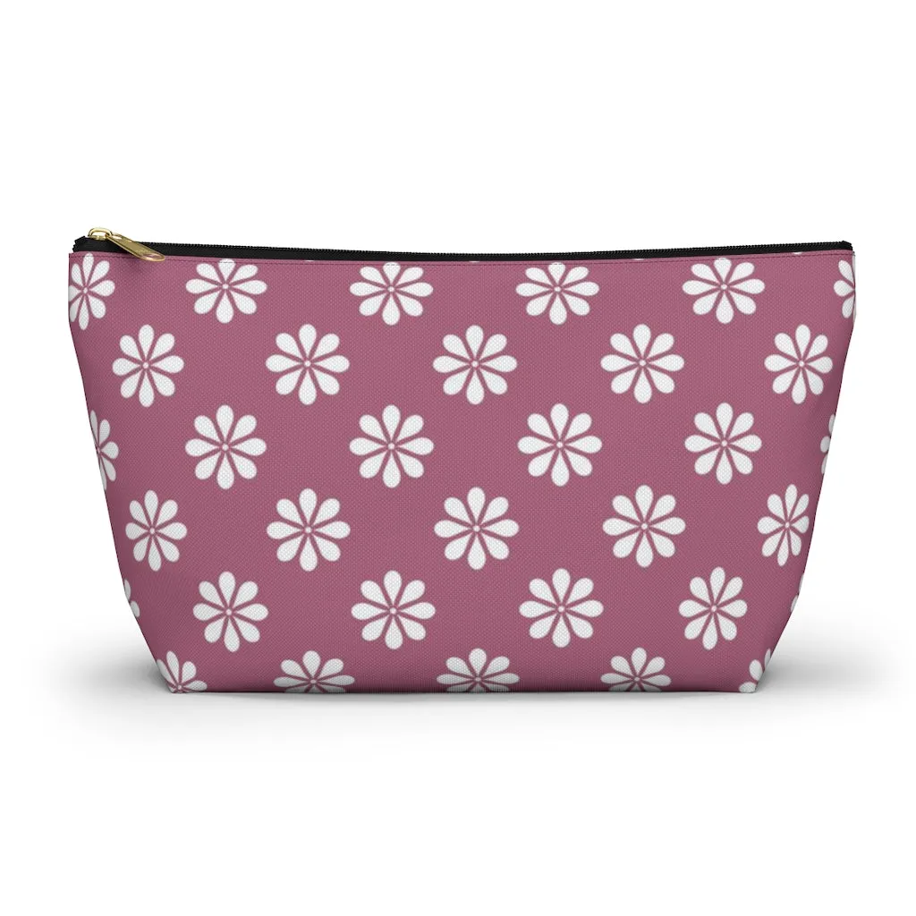 Purple Floral Accessory Pouch w T-bottom