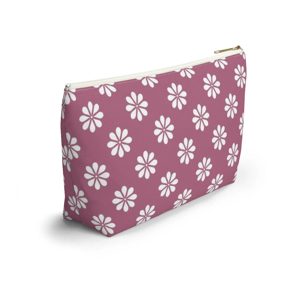 Purple Floral Accessory Pouch w T-bottom
