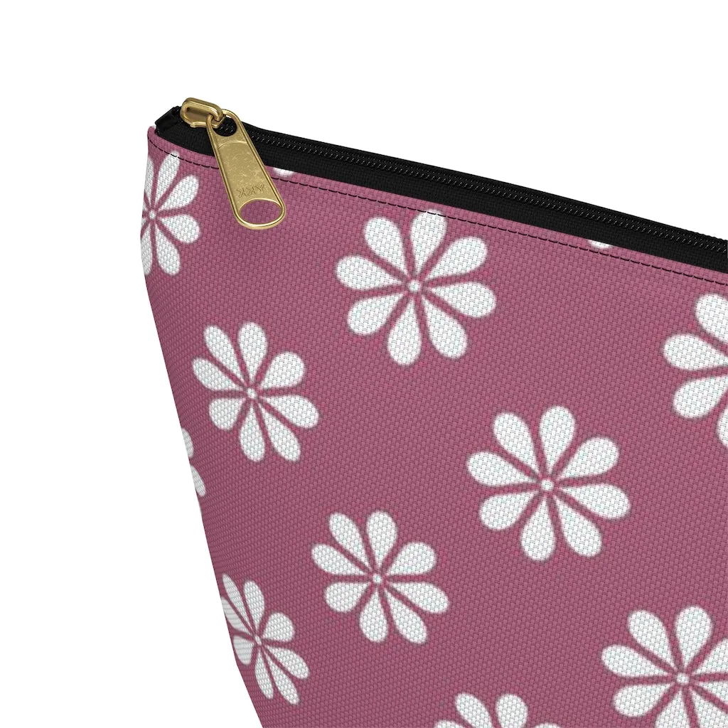 Purple Floral Accessory Pouch w T-bottom