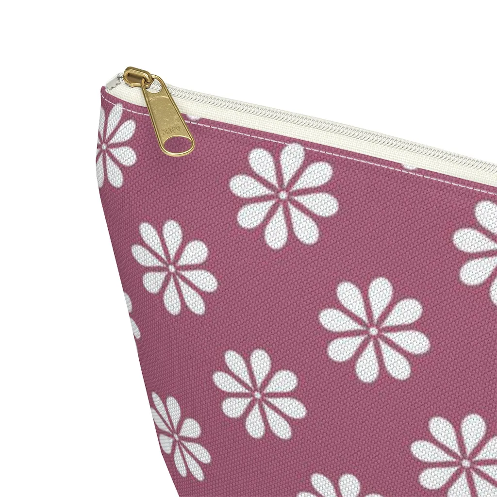 Purple Floral Accessory Pouch w T-bottom