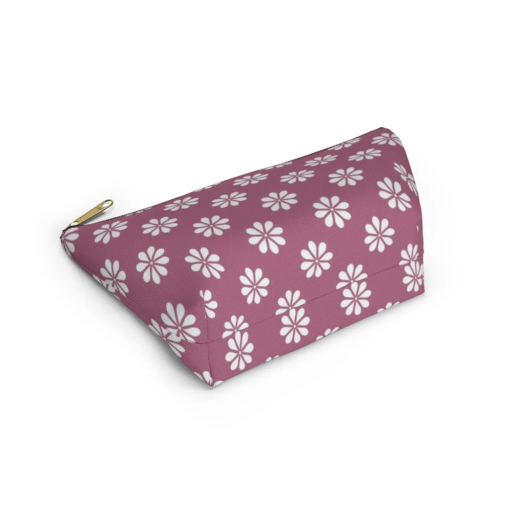 Purple Floral Accessory Pouch w T-bottom