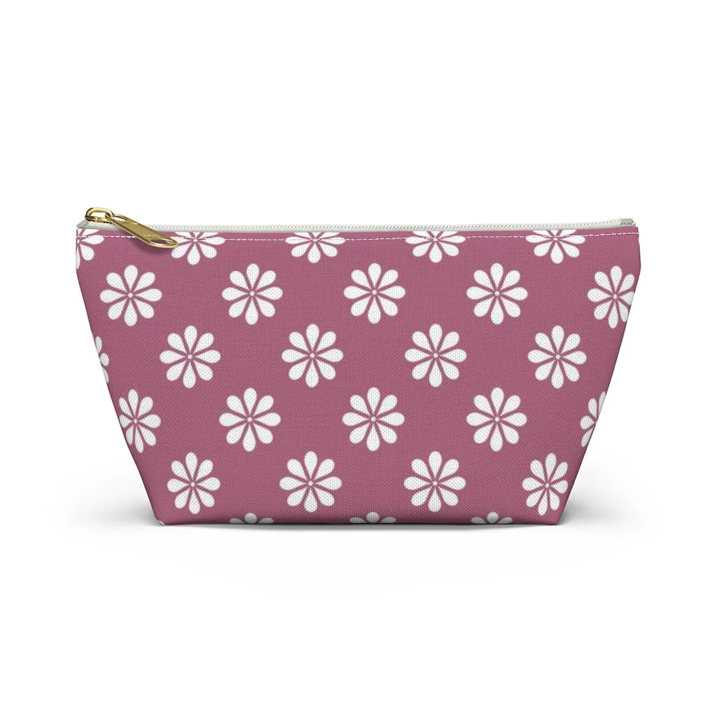 Purple Floral Accessory Pouch w T-bottom