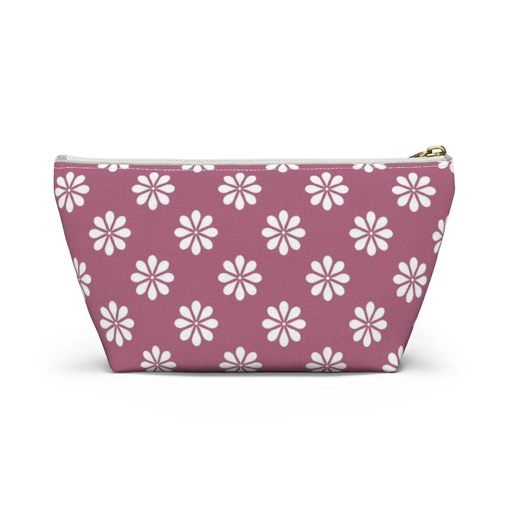Purple Floral Accessory Pouch w T-bottom