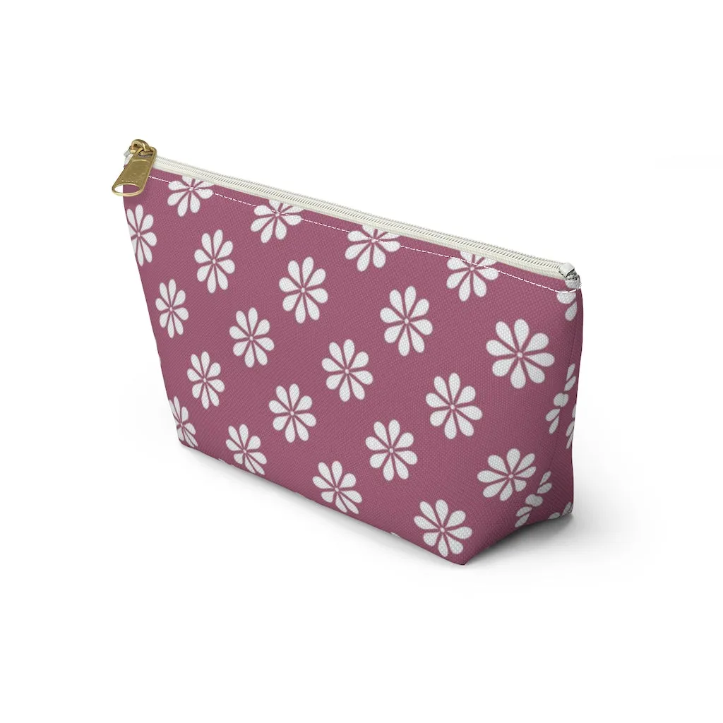 Purple Floral Accessory Pouch w T-bottom