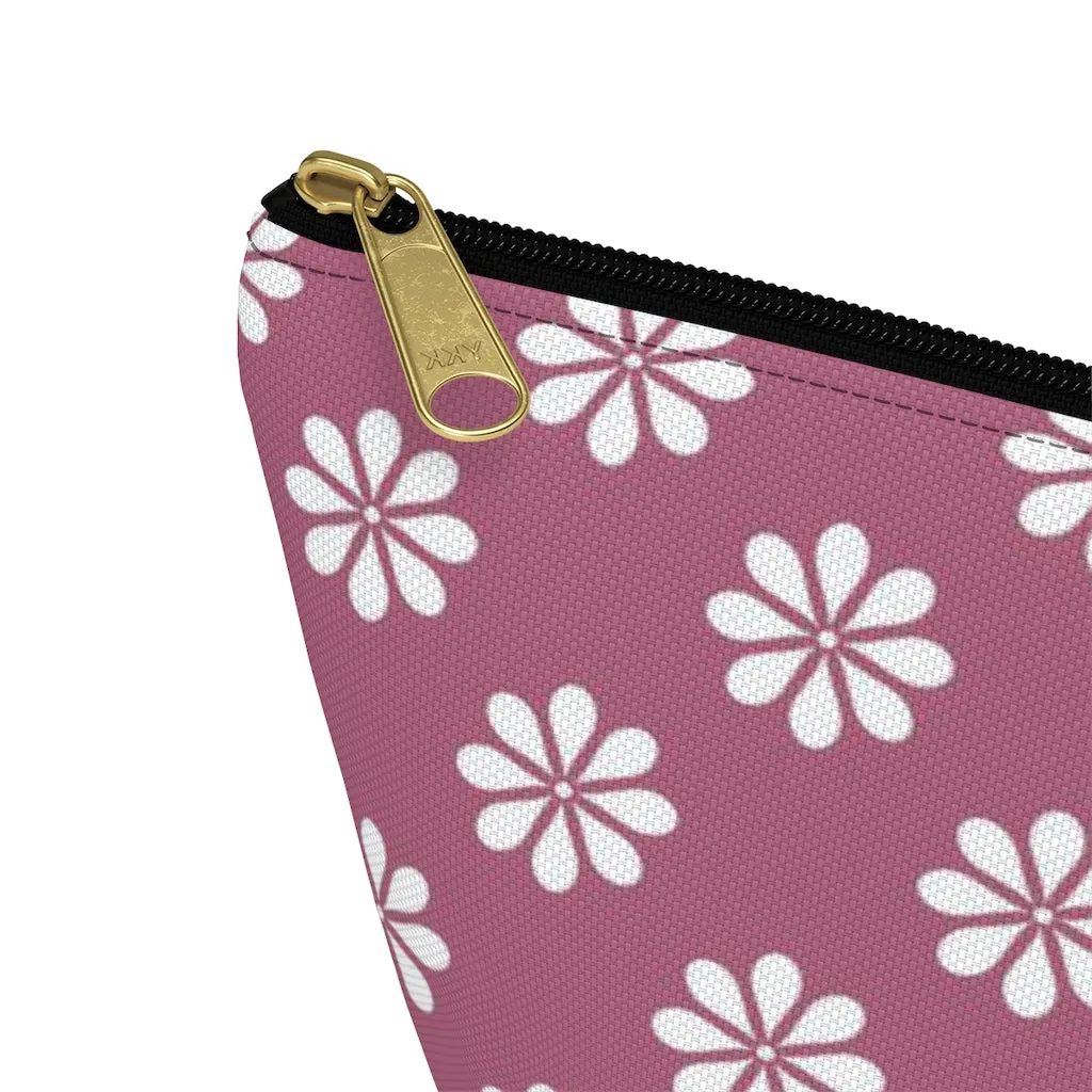 Purple Floral Accessory Pouch w T-bottom