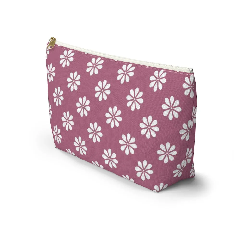 Purple Floral Accessory Pouch w T-bottom