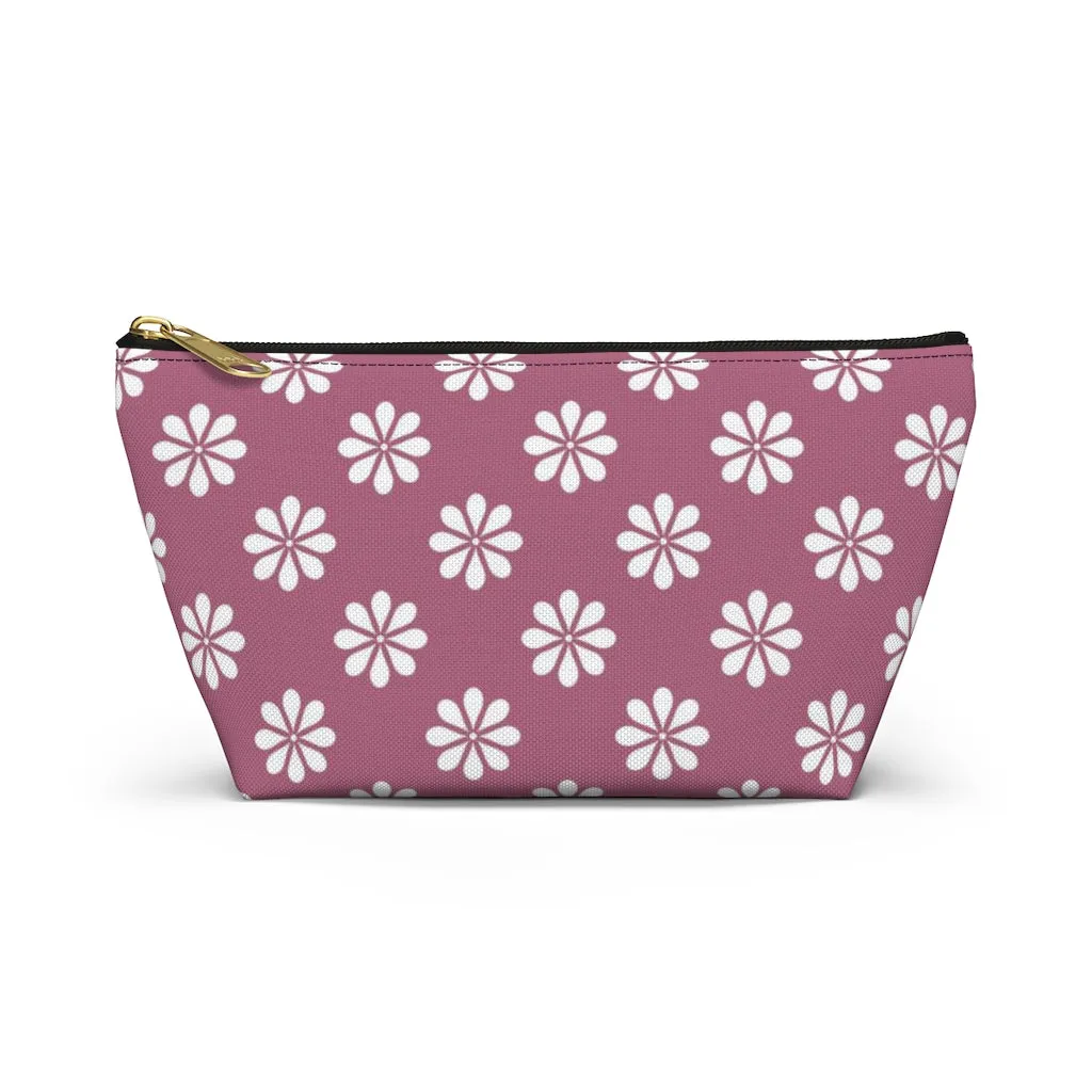 Purple Floral Accessory Pouch w T-bottom